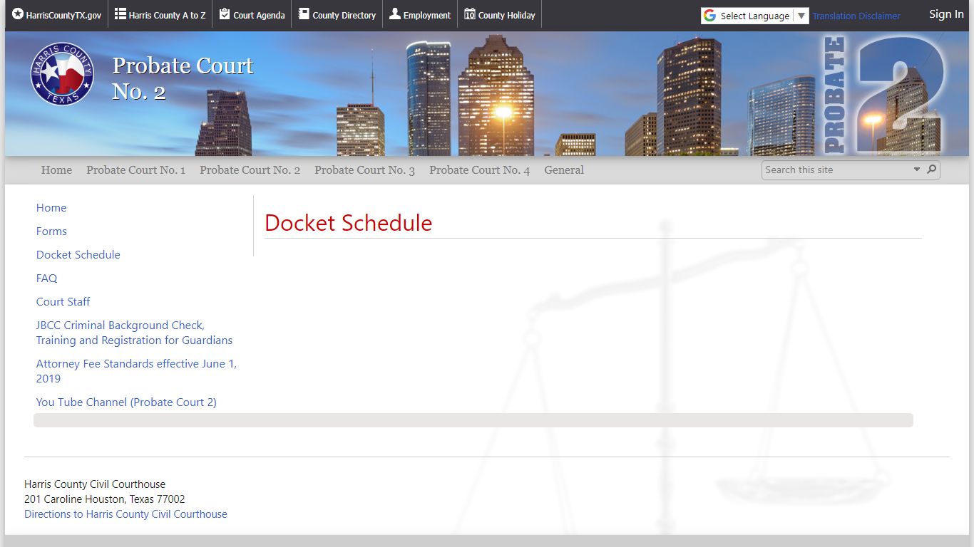 Docket Schedule - Harris County, Texas